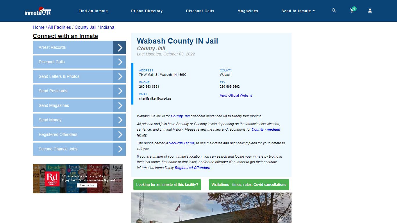 Wabash County IN Jail - Inmate Locator - Wabash, IN