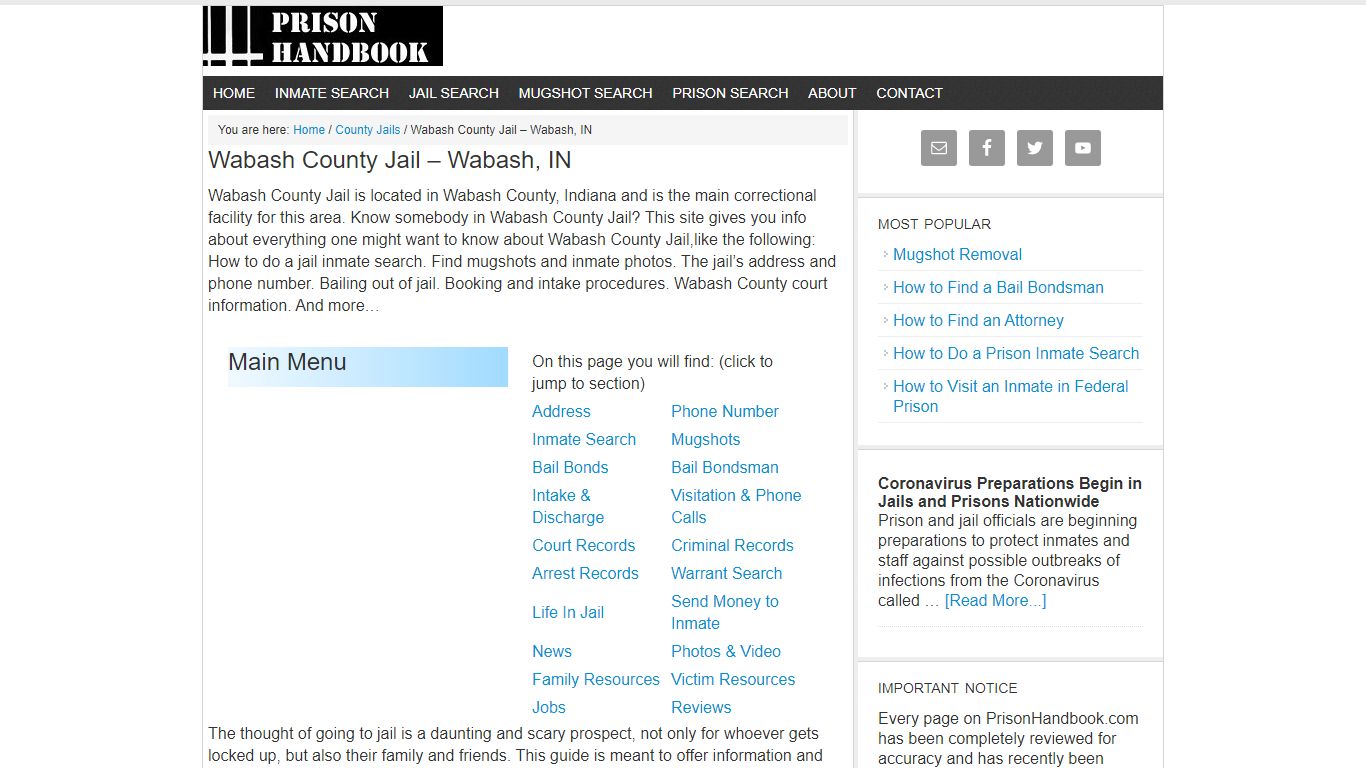 Wabash County Jail – Wabash, IN - Prison Handbook